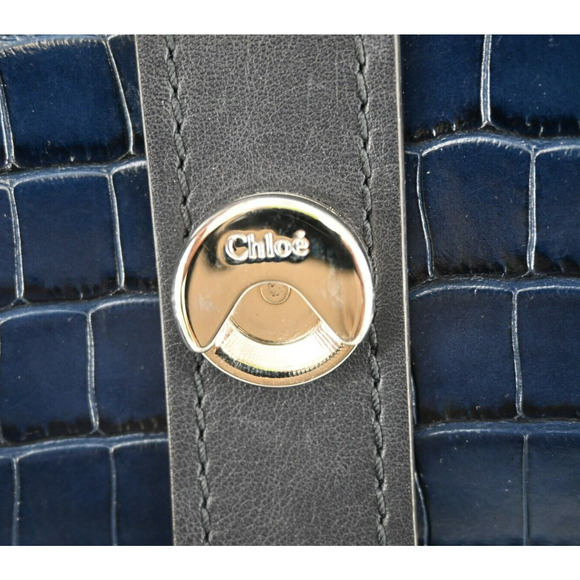Reposh Chloé | Navy Blue Croc -Embossed Aby Day Top Handle Bag PRICE FIRM - Picture 13 of 16